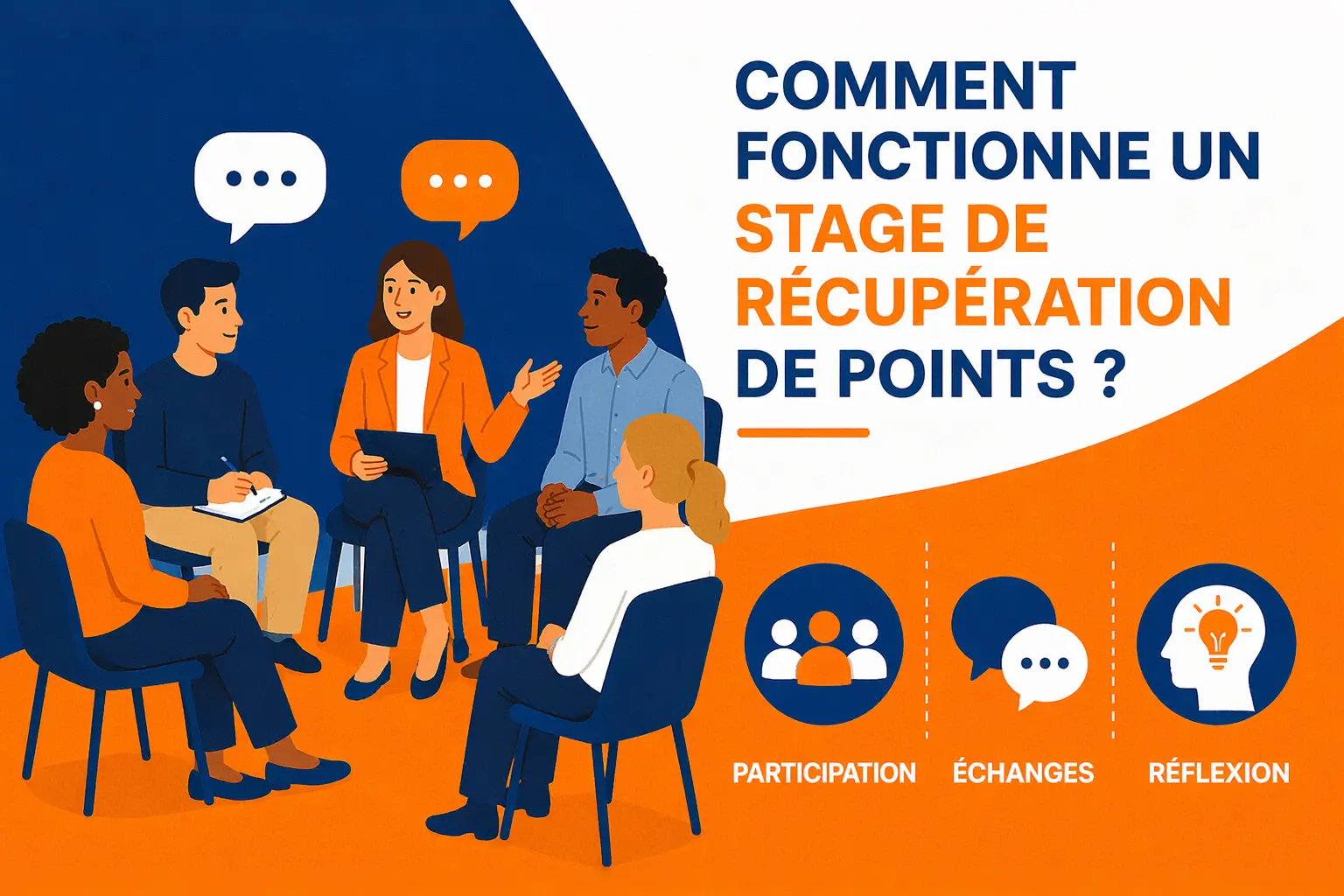 Stagaires suivant un stage de récupération de points